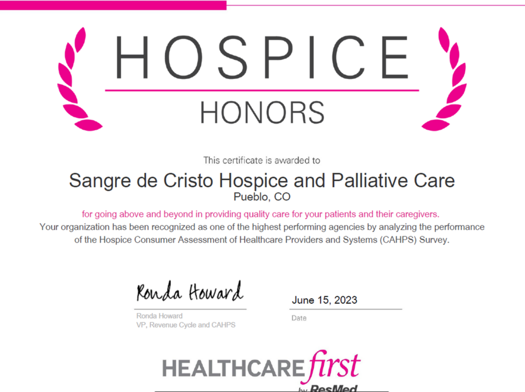 Sangre de Cristo Community Care Named As Prestigious 2023 Hospice CAHPS Honors Recipient